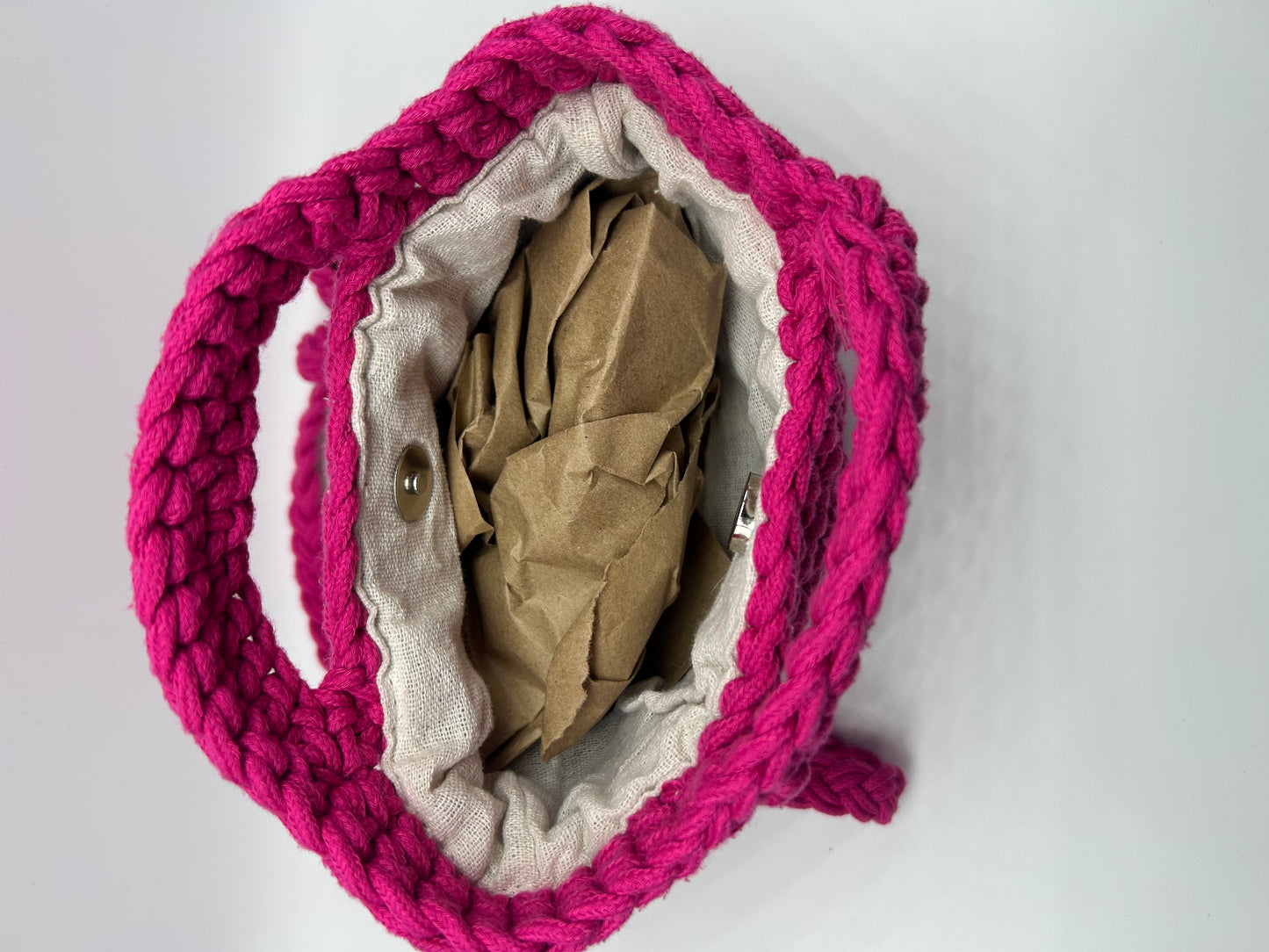 PRELOVED♡ Vibrant Pink Mini Crochet Bag with Textured Design