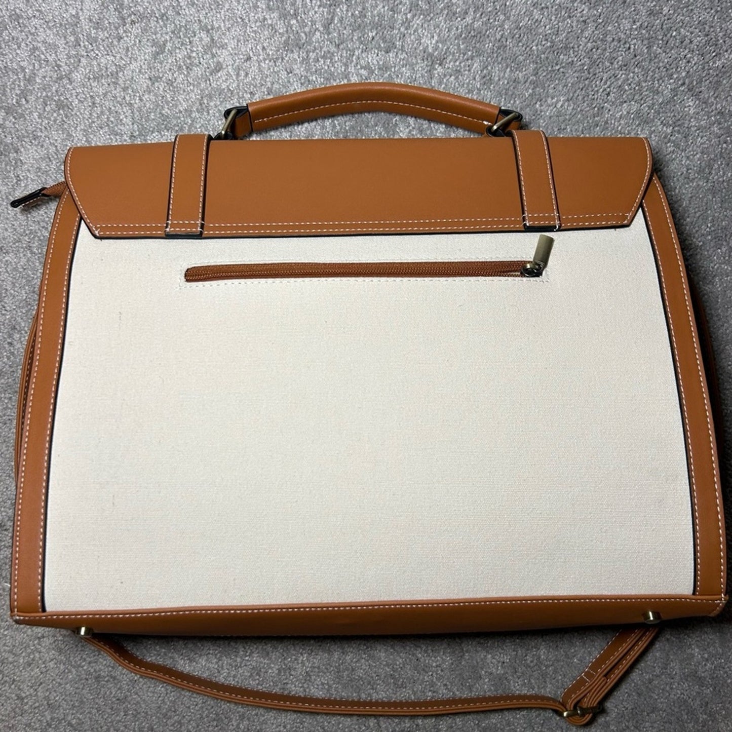 PRELOVED♡ MISSNINE Structured Canvas & Vegan Leather Satchel Bag