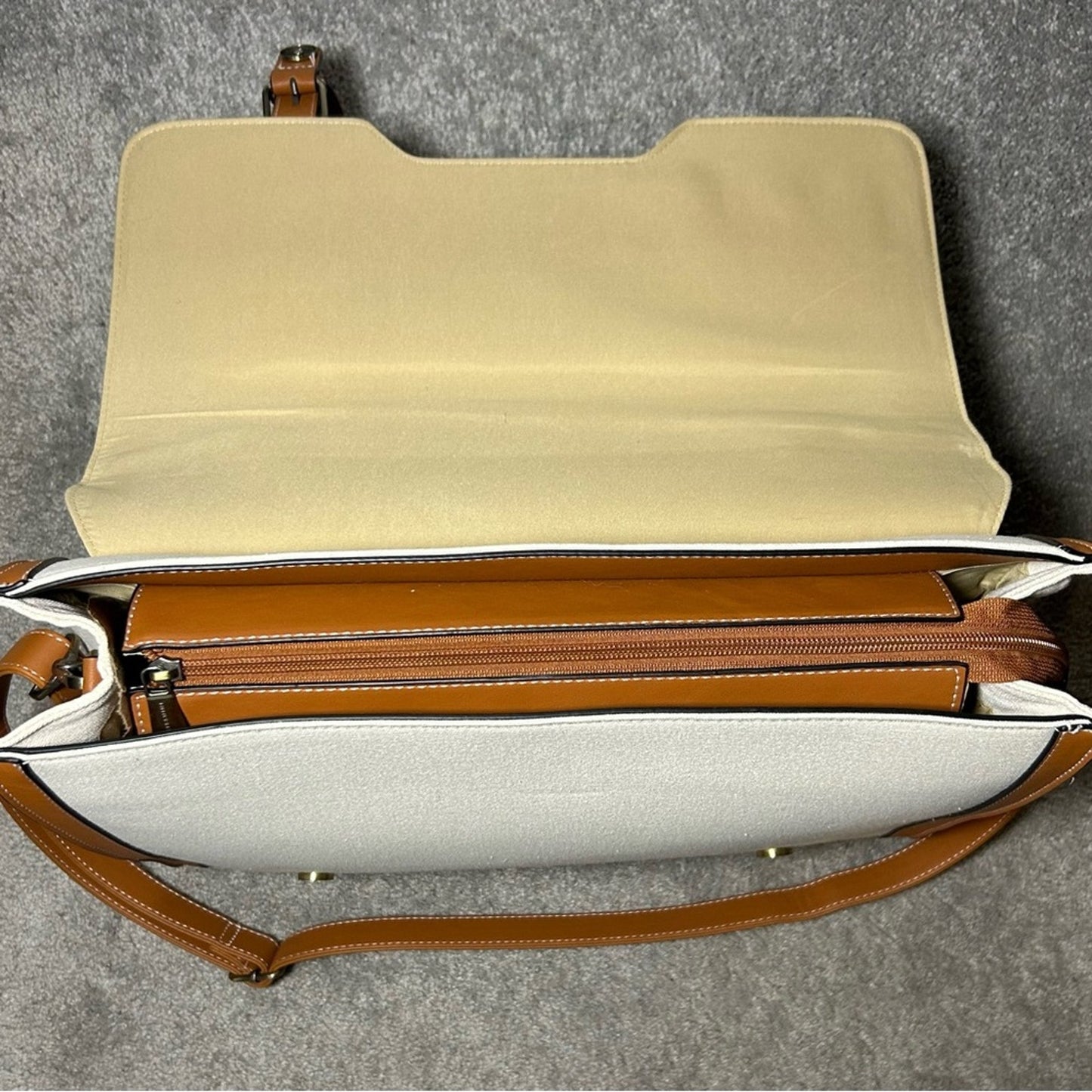 PRELOVED♡ MISSNINE Structured Canvas & Vegan Leather Satchel Bag