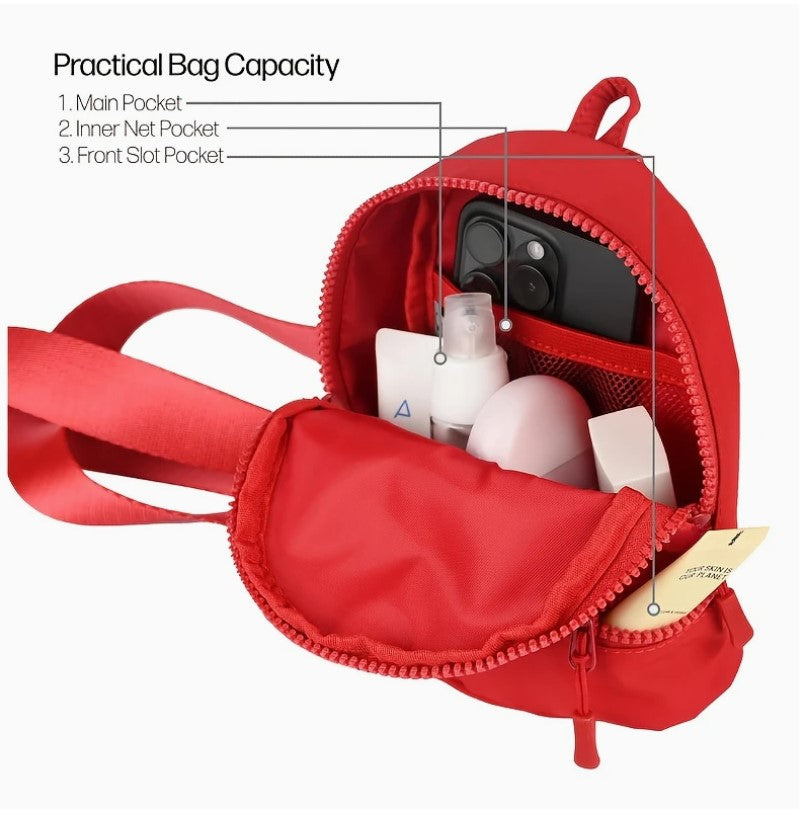 Red Mini Nylon Shoulder Bag