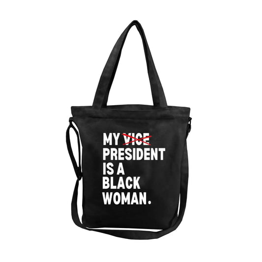 "My President Is..." Canvas Tote Bag Pocket Multipurpose Shoulder