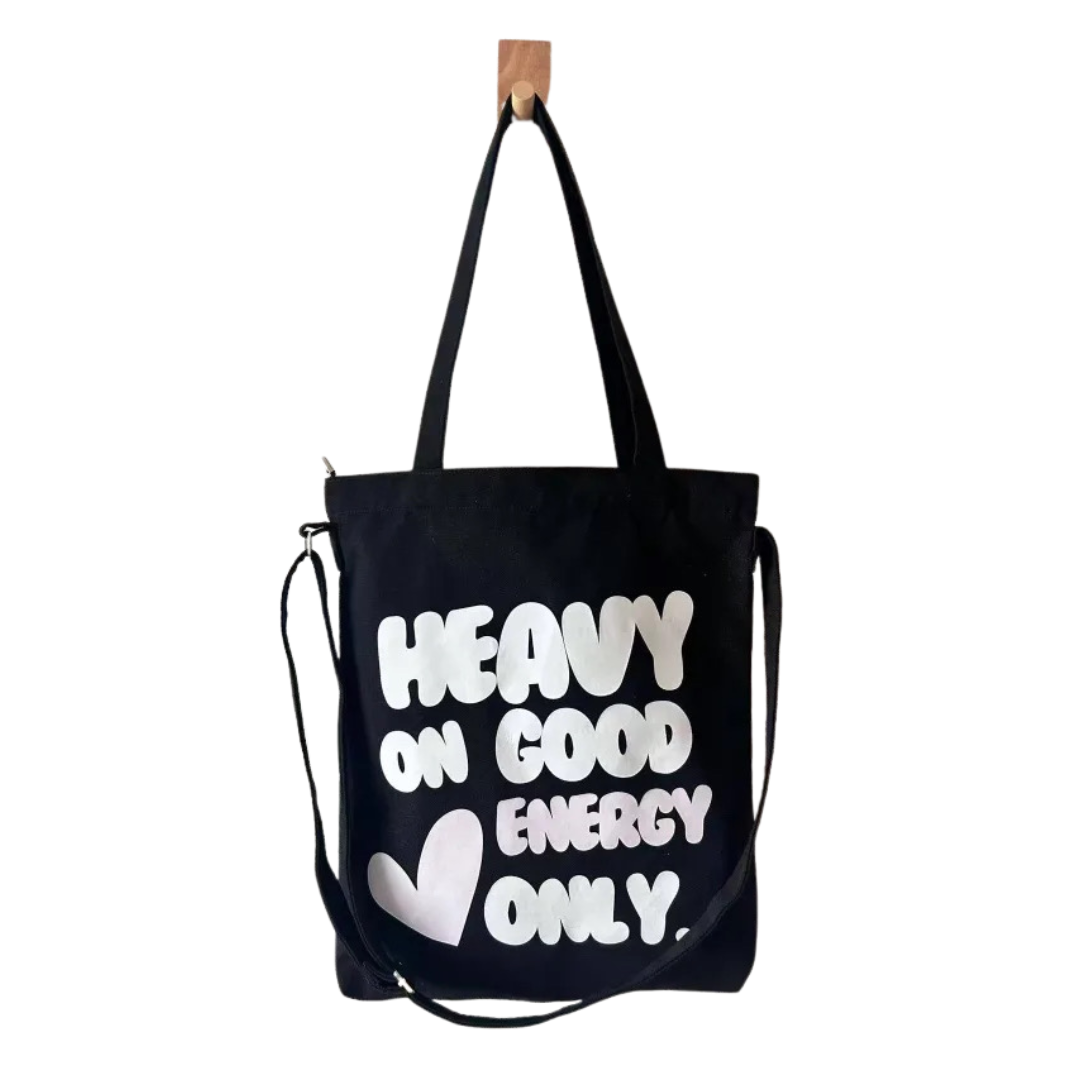 Good Energy Only Canvas Zipper Everyday Tote