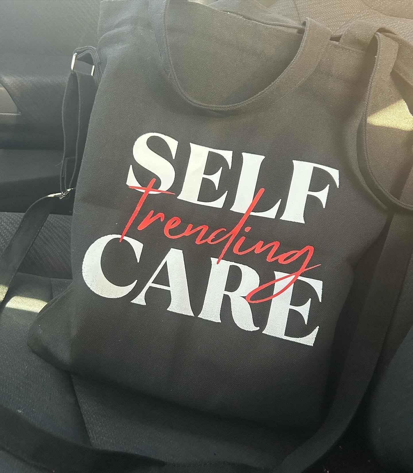 "Self Care Trending" Canvas Tote Bag Pocket Multipurpose Shoulder - manifesting with anxiety