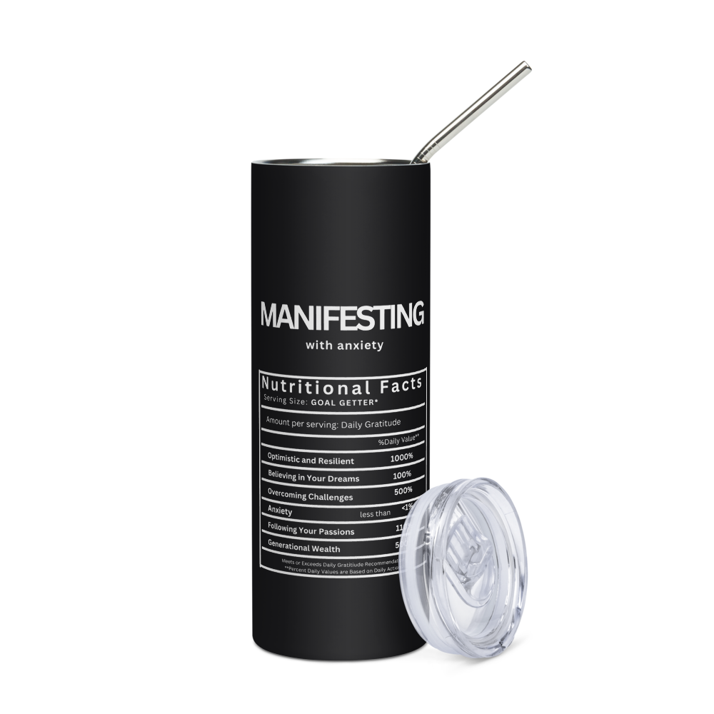 Manifestation Nutrition Tumbler: Boost Your Day with Positive Intentions - Stainless Steel Tumbler with Empowering Manifesting Label - Shop Now