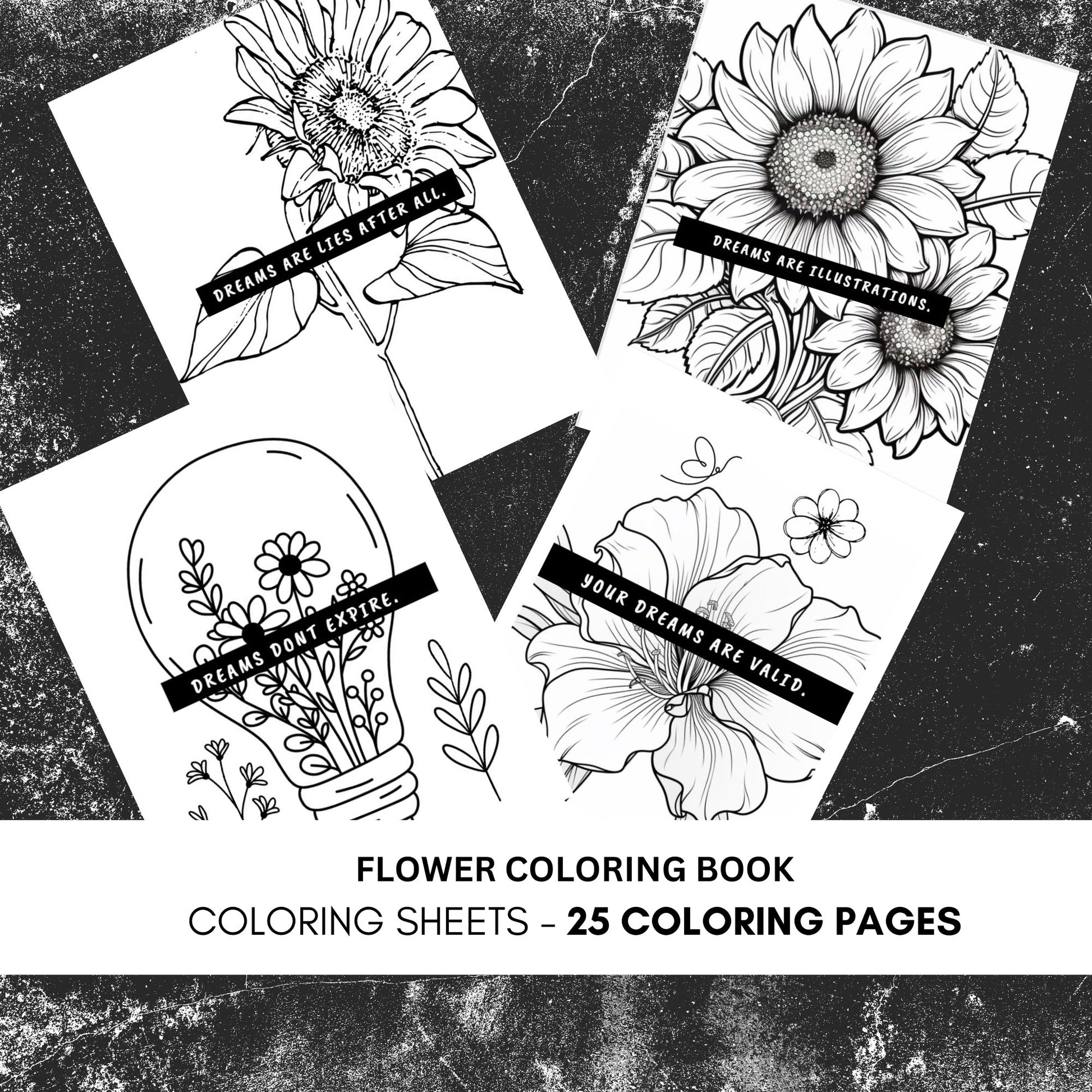Digital Coloring Sheets Simple Flower Coloring Book - manifesting with anxiety